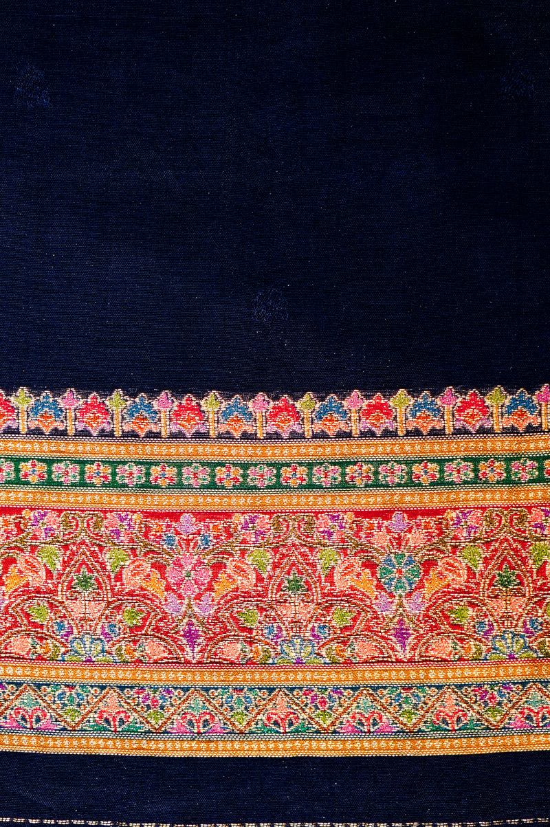 Banarasi Navy Blue Blended Moonga Silk Saree