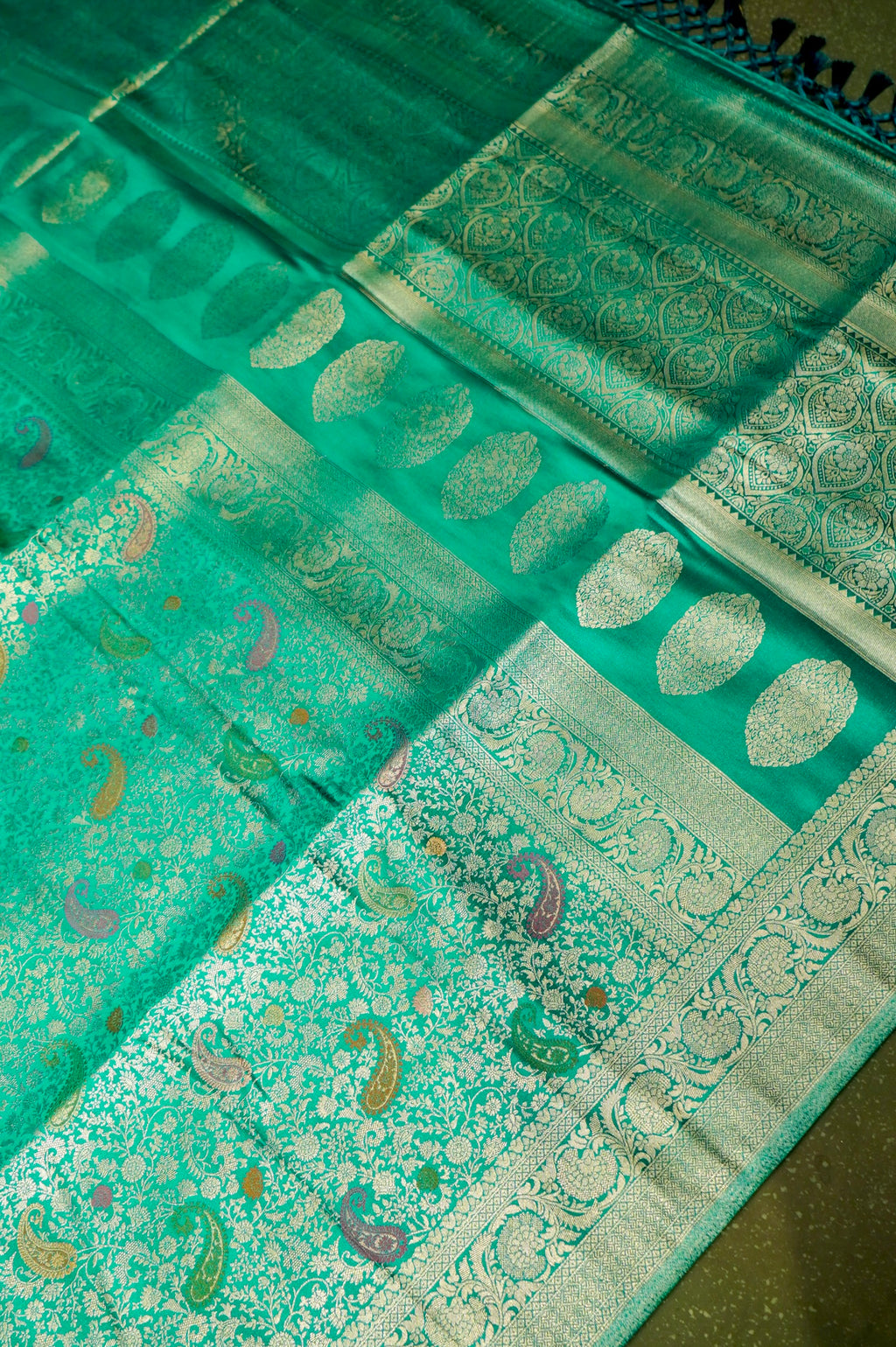 Handwoven Sea Green Banarasi Blended Silk Saree