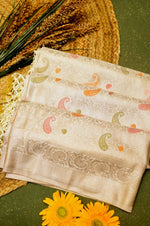 Handwoven Off White Banarasi Blended Silk Saree