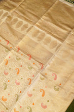 Handwoven Off White Banarasi Blended Silk Saree