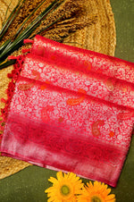 Handwoven Pink Banarasi Blended Silk Saree