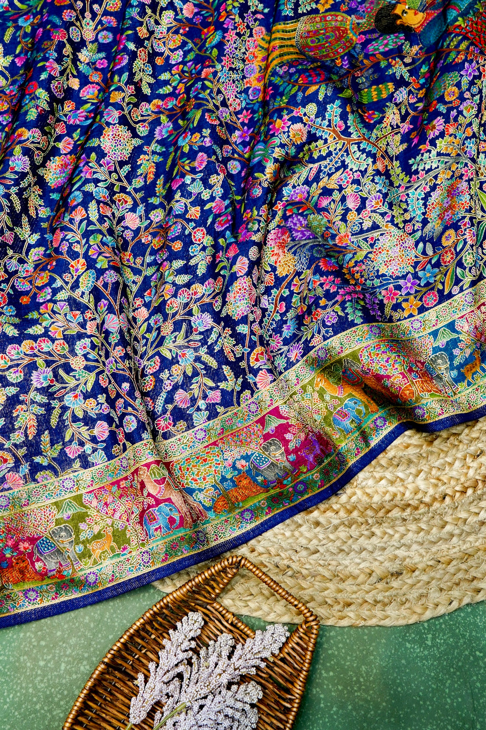 Banarasi Blue Blended Moonga Silk Saree