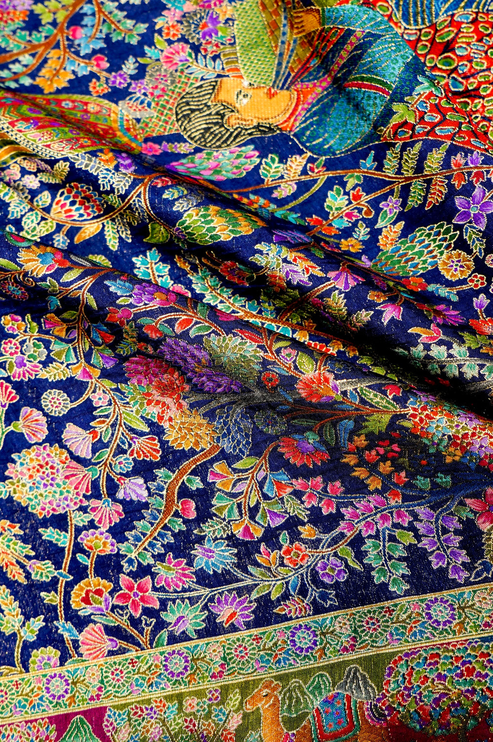 Banarasi Blue Blended Moonga Silk Saree
