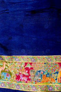 Banarasi Blue Blended Moonga Silk Saree
