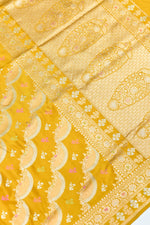 Honey Yellow Meenakari Katan Silk Handwoven Banarasi Saree
