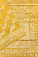Honey Yellow Meenakari Katan Silk Handwoven Banarasi Saree