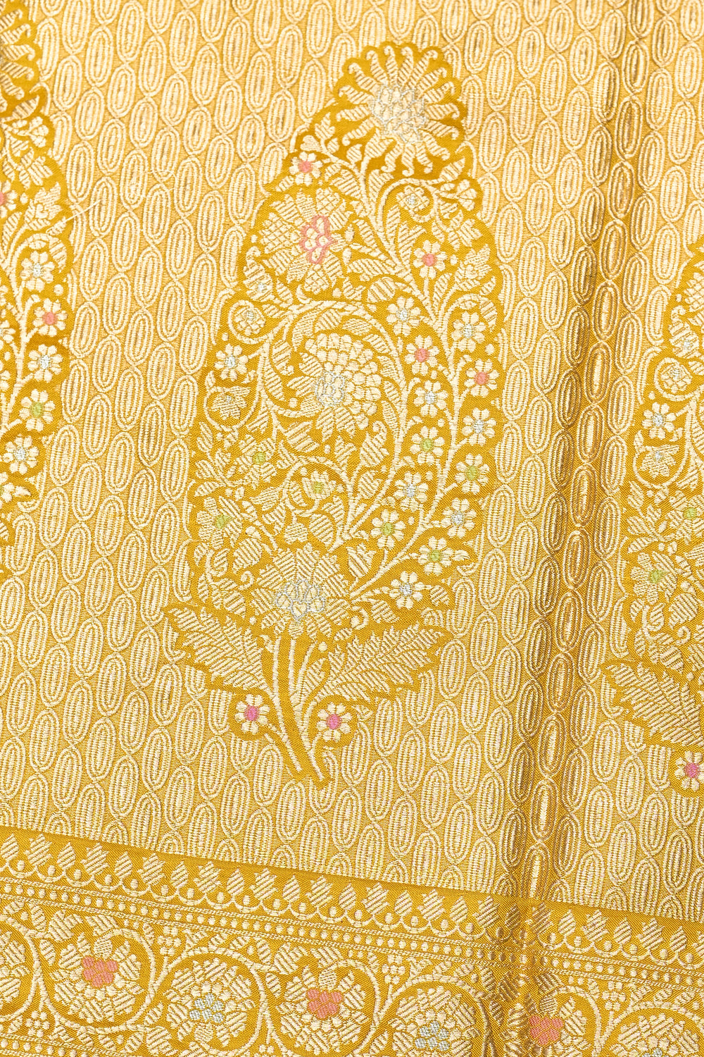 Honey Yellow Meenakari Katan Silk Handwoven Banarasi Saree