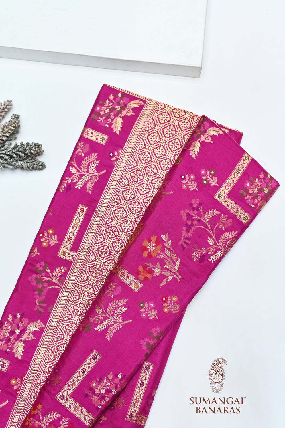 Handwoven Magenta Banarasi Katan Silk Saree