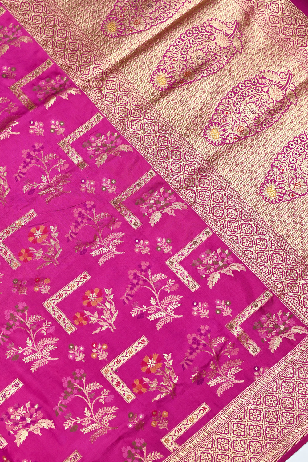 Handwoven Magenta Banarasi Katan Silk Saree