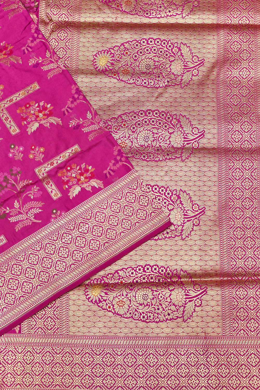 Handwoven Magenta Banarasi Katan Silk Saree