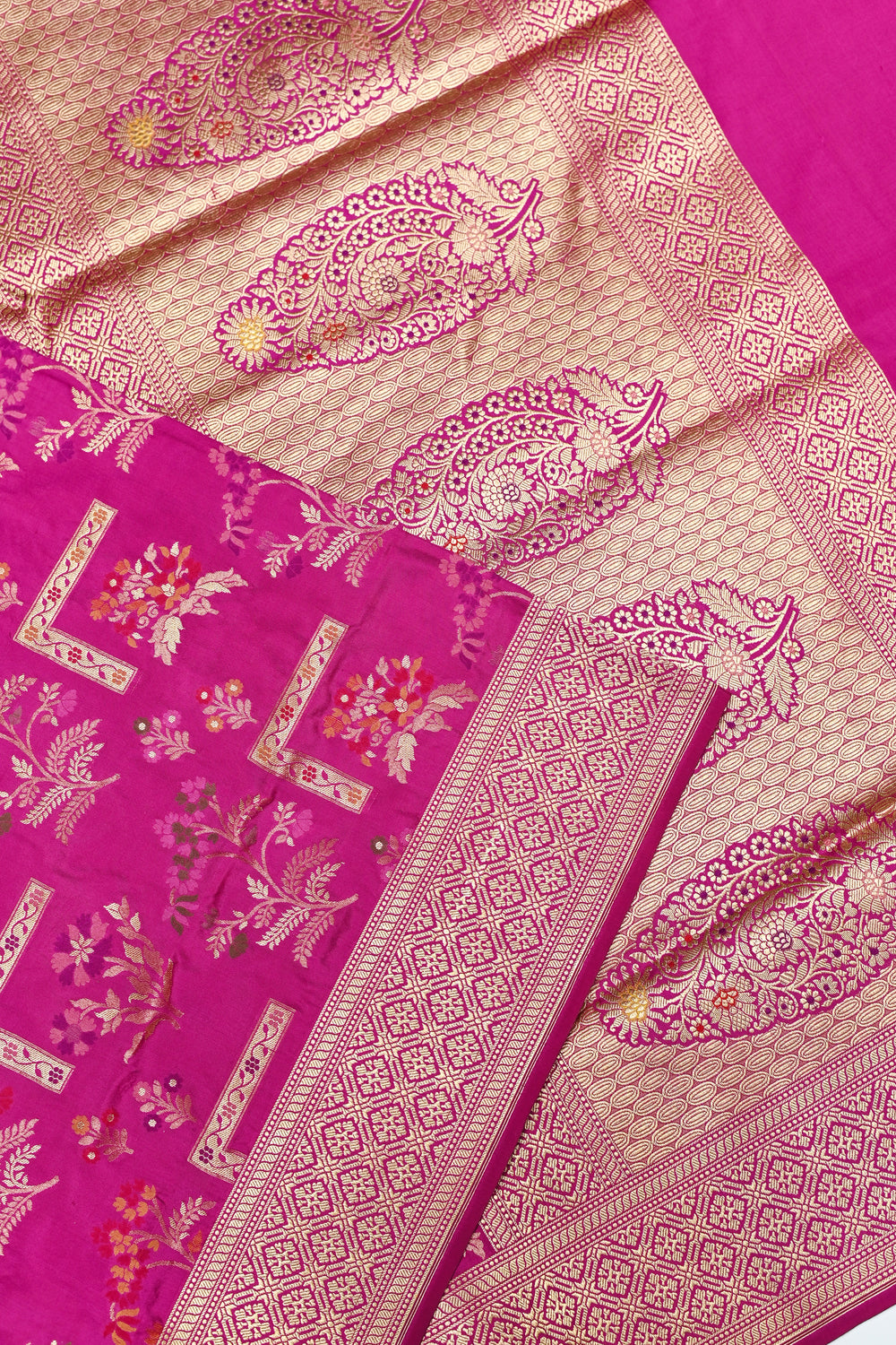 Handwoven Magenta Banarasi Katan Silk Saree