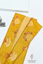 Honey Yellow Jamdani Katan Silk Handwoven Banarasi Saree