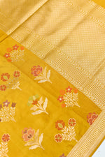 Honey Yellow Jamdani Katan Silk Handwoven Banarasi Saree