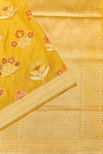 Honey Yellow Jamdani Katan Silk Handwoven Banarasi Saree