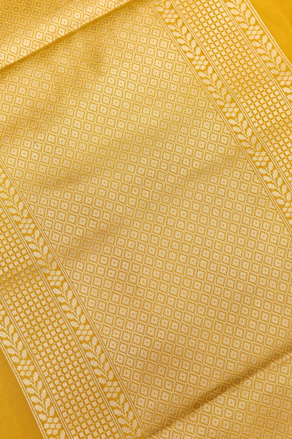 Honey Yellow Jamdani Katan Silk Handwoven Banarasi Saree