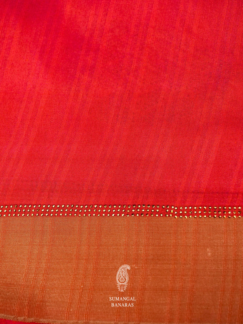 Banarasi Red Blended Tussar Silk Saree