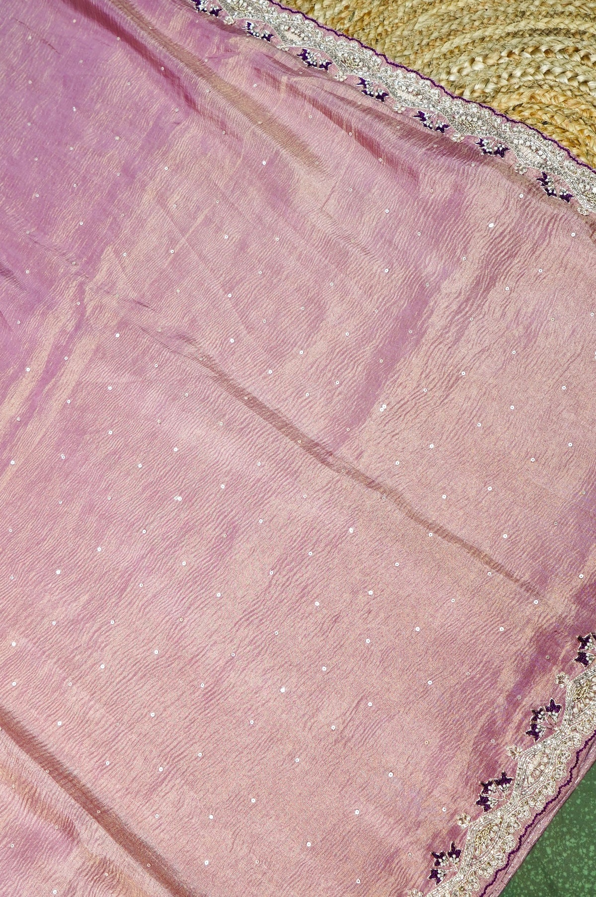 Designer lavender Tissue Silk Saree