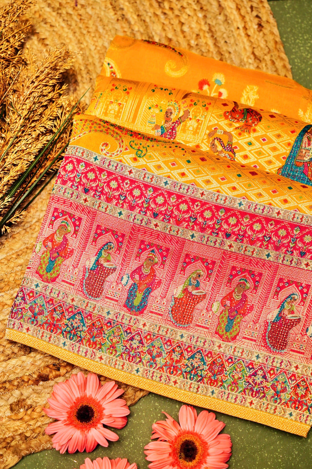 Banarasi Yellow Blended Moonga Silk Saree