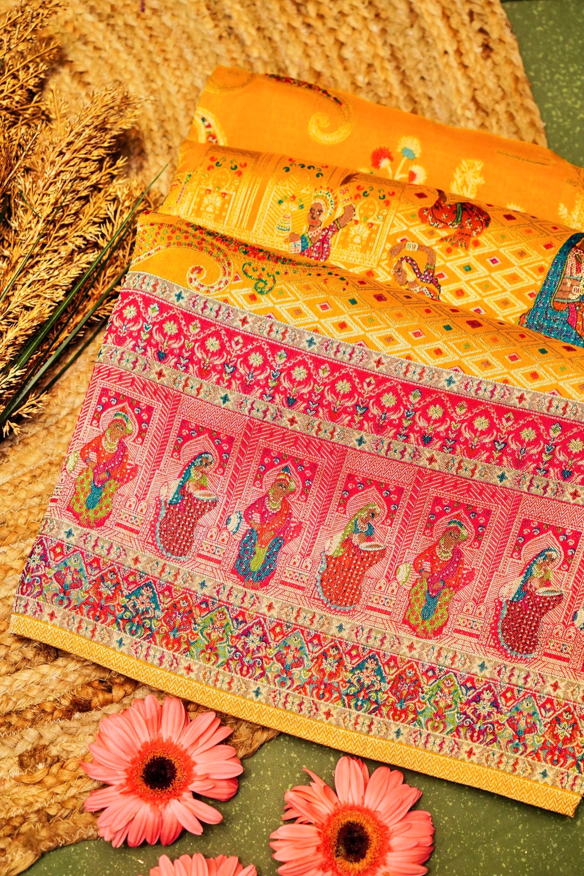 Banarasi Yellow Blended Moonga Silk Saree