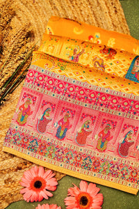 Banarasi Yellow Blended Moonga Silk Saree