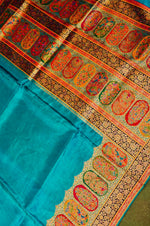 Banarasi Teal Blue Blended Moonga Silk Saree