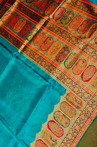 Banarasi Teal Blue Blended Moonga Silk Saree