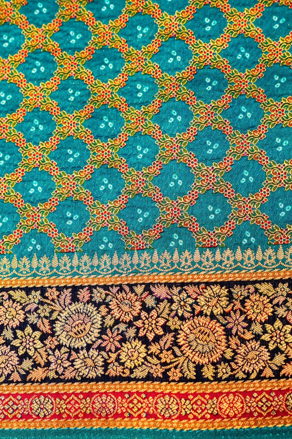 Banarasi Teal Blue Blended Moonga Silk Saree