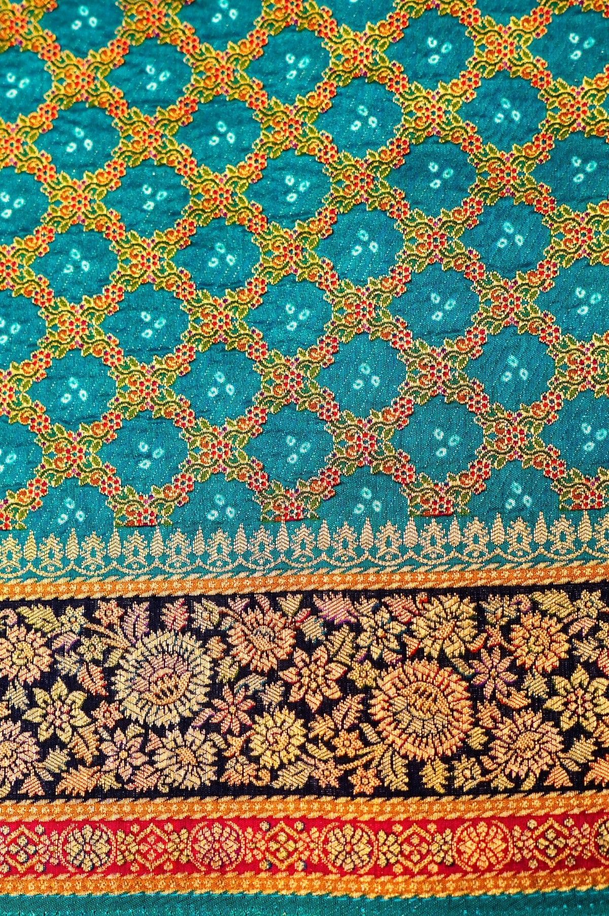 Banarasi Teal Blue Blended Moonga Silk Saree