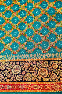 Banarasi Teal Blue Blended Moonga Silk Saree