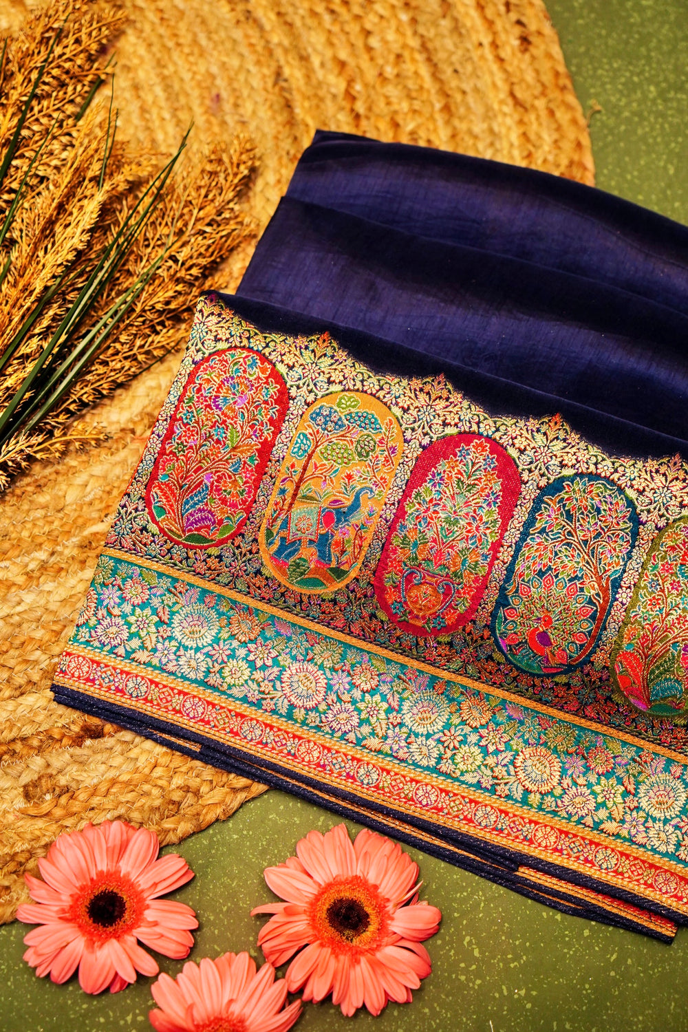 Banarasi Dark Violet Blended Moonga Silk Saree
