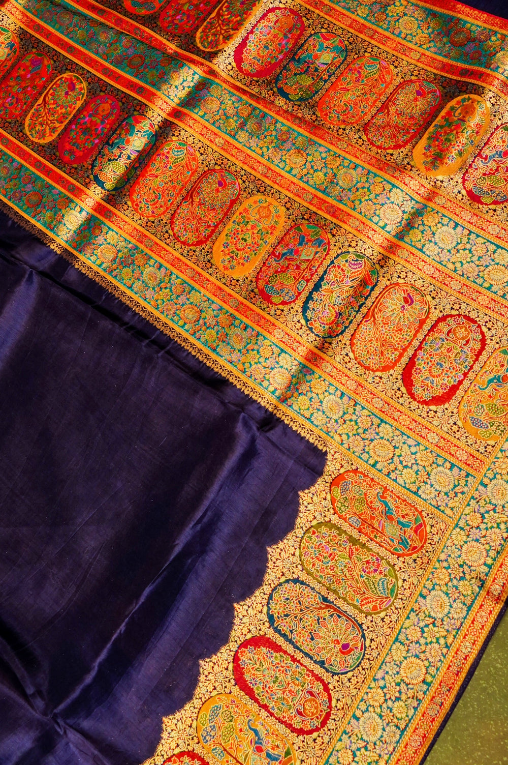 Banarasi Dark Violet Blended Moonga Silk Saree