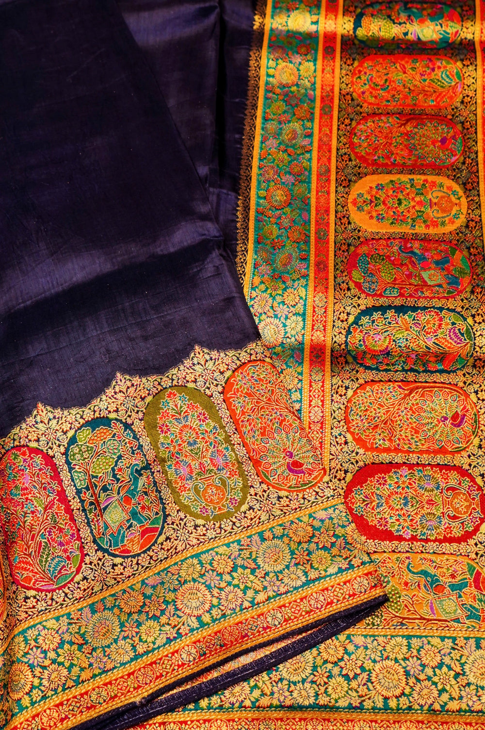 Banarasi Dark Violet Blended Moonga Silk Saree