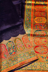 Banarasi Dark Violet Blended Moonga Silk Saree
