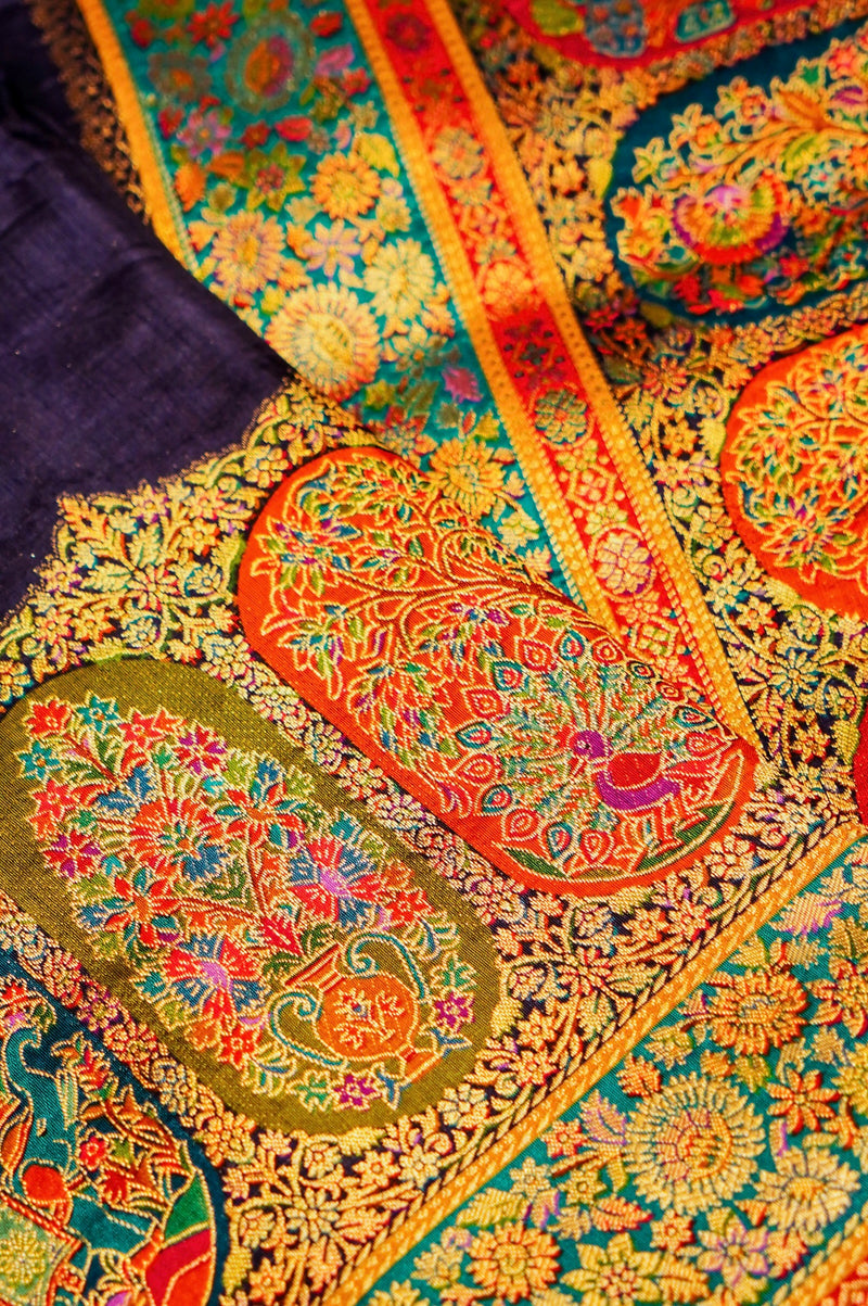 Banarasi Dark Violet Blended Moonga Silk Saree