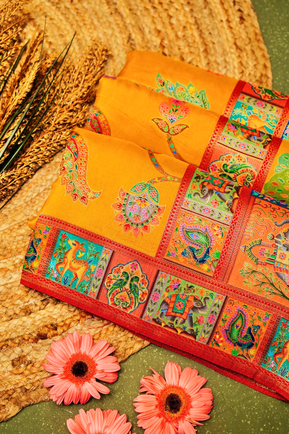 Banarasi Yellow Blended Moonga Silk Saree