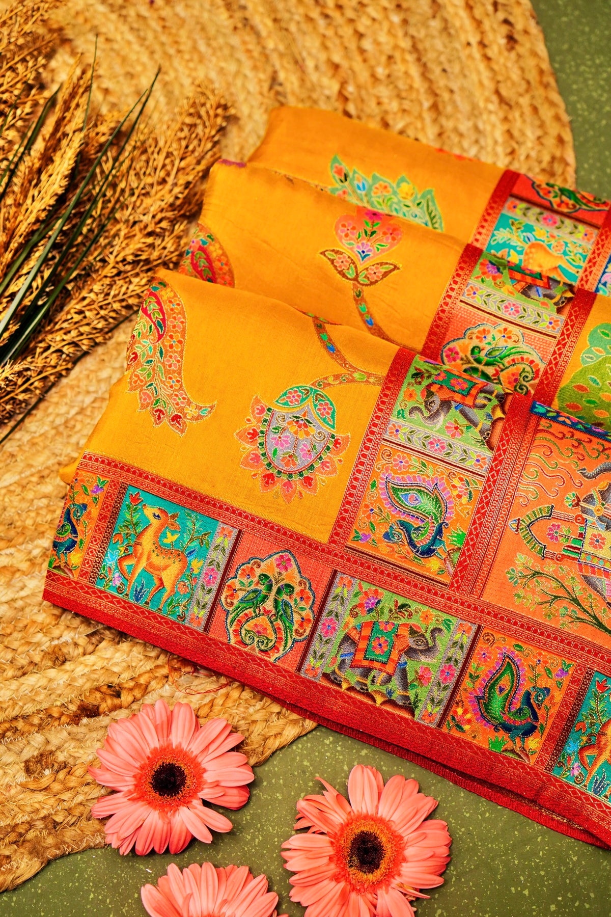 Banarasi Yellow Blended Moonga Silk Saree