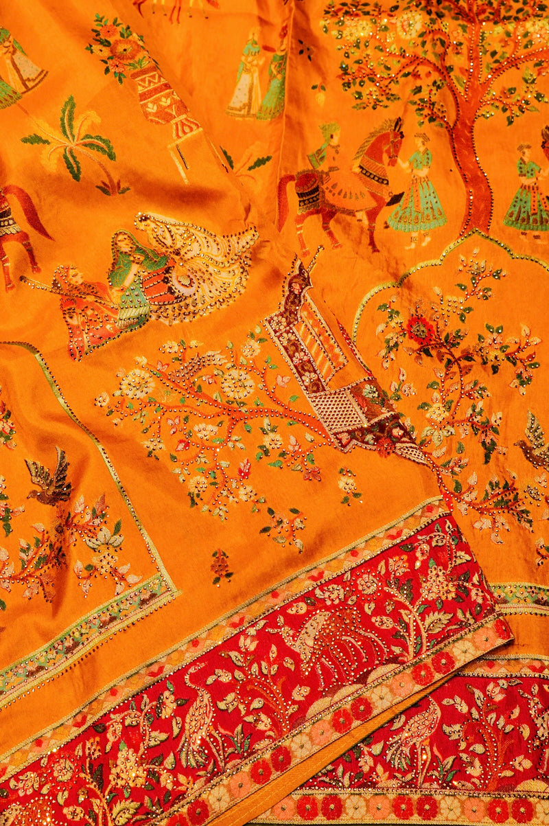 Banarasi Yellow Blended Moonga Silk Saree