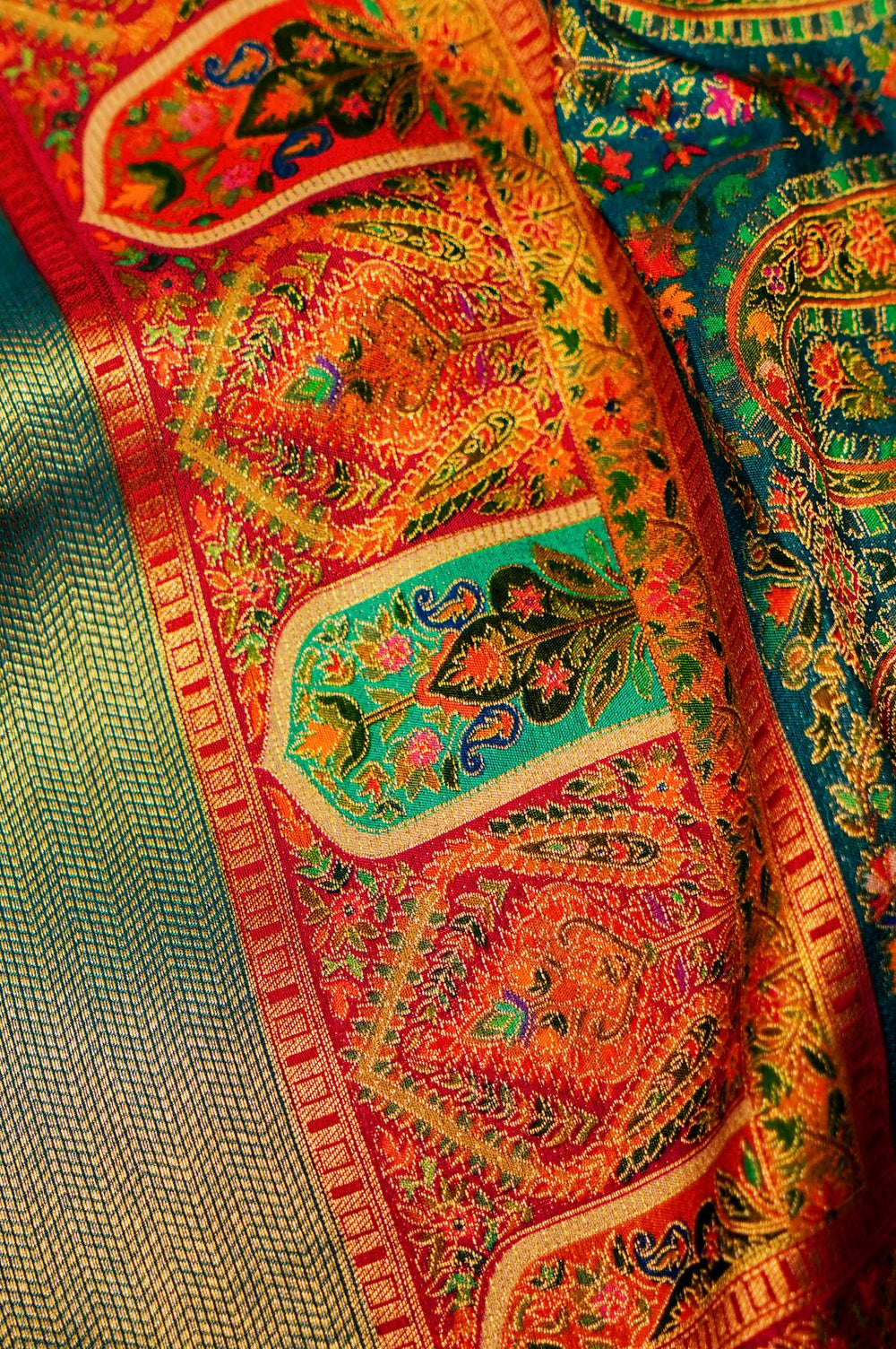 Banarasi Teal Blue Blended Moonga Silk Saree