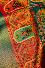 Banarasi Teal Blue Blended Moonga Silk Saree