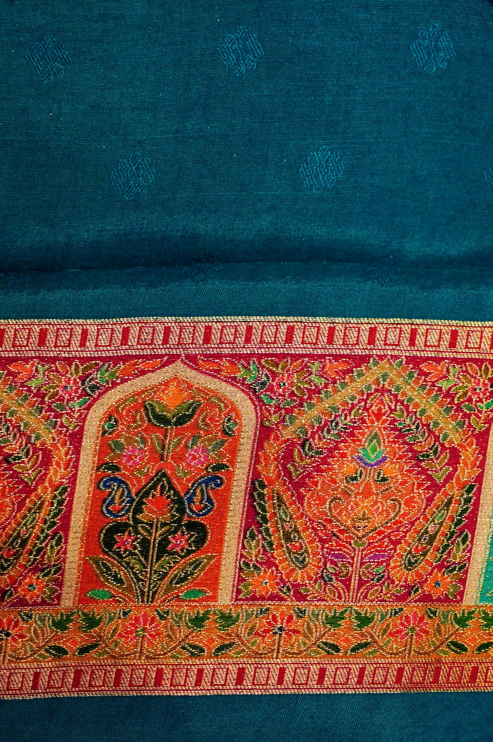 Banarasi Teal Blue Blended Moonga Silk Saree