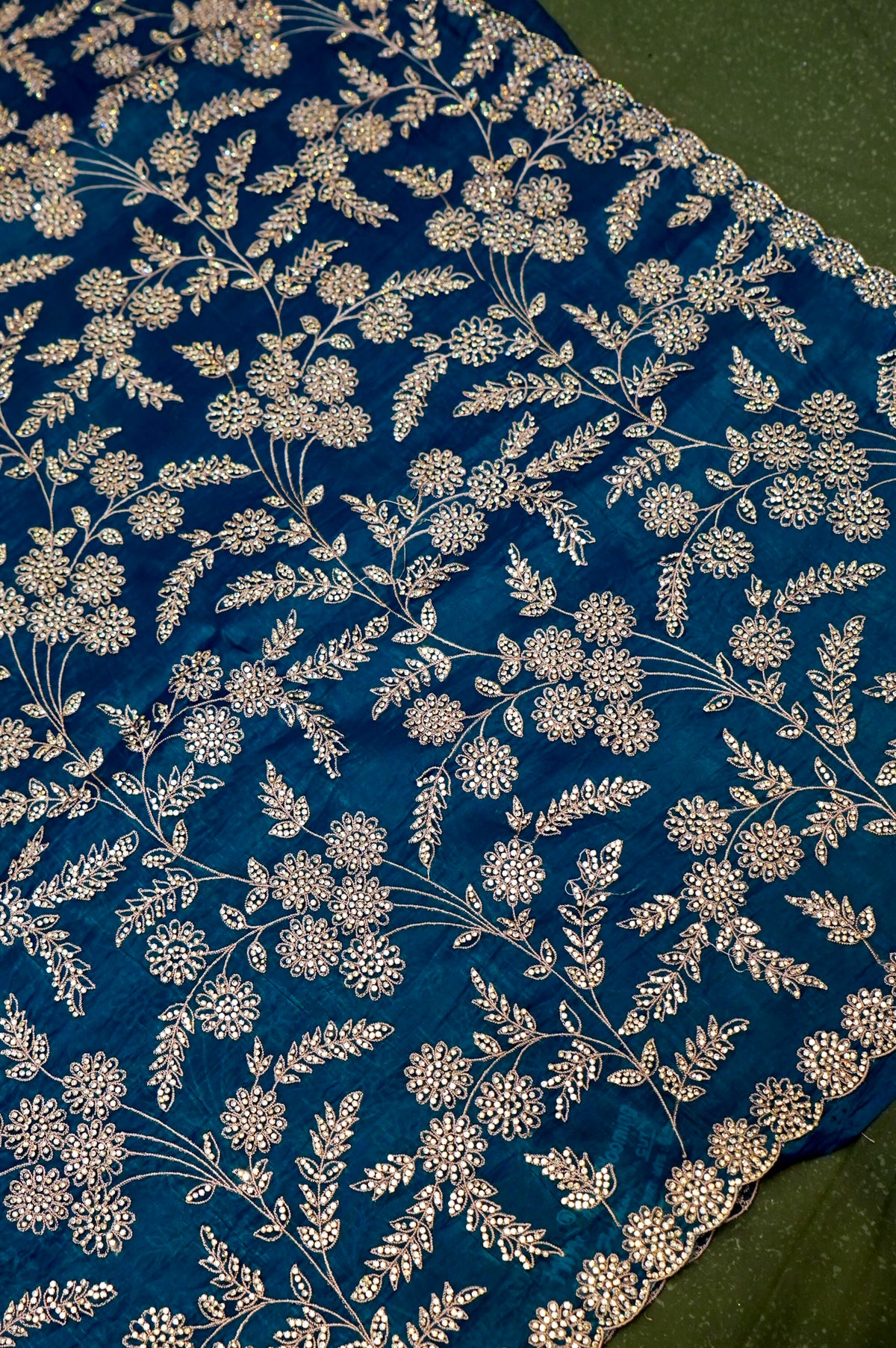 Designer Teal Blue Organza Saree