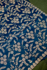 Designer Teal Blue Organza Saree