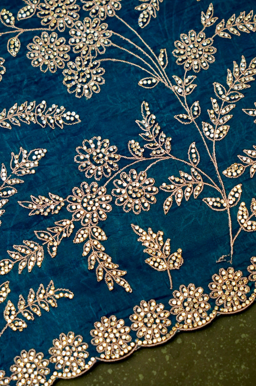 Designer Teal Blue Organza Saree