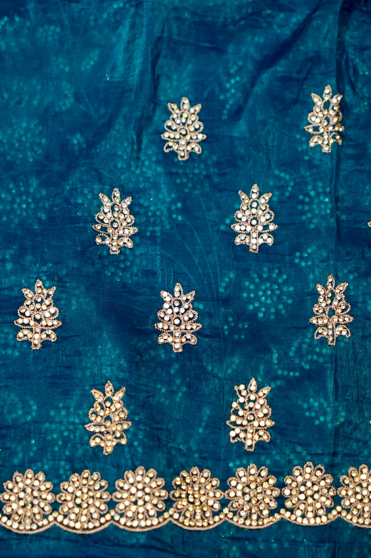Designer Teal Blue Organza Saree