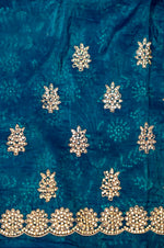 Designer Teal Blue Organza Saree