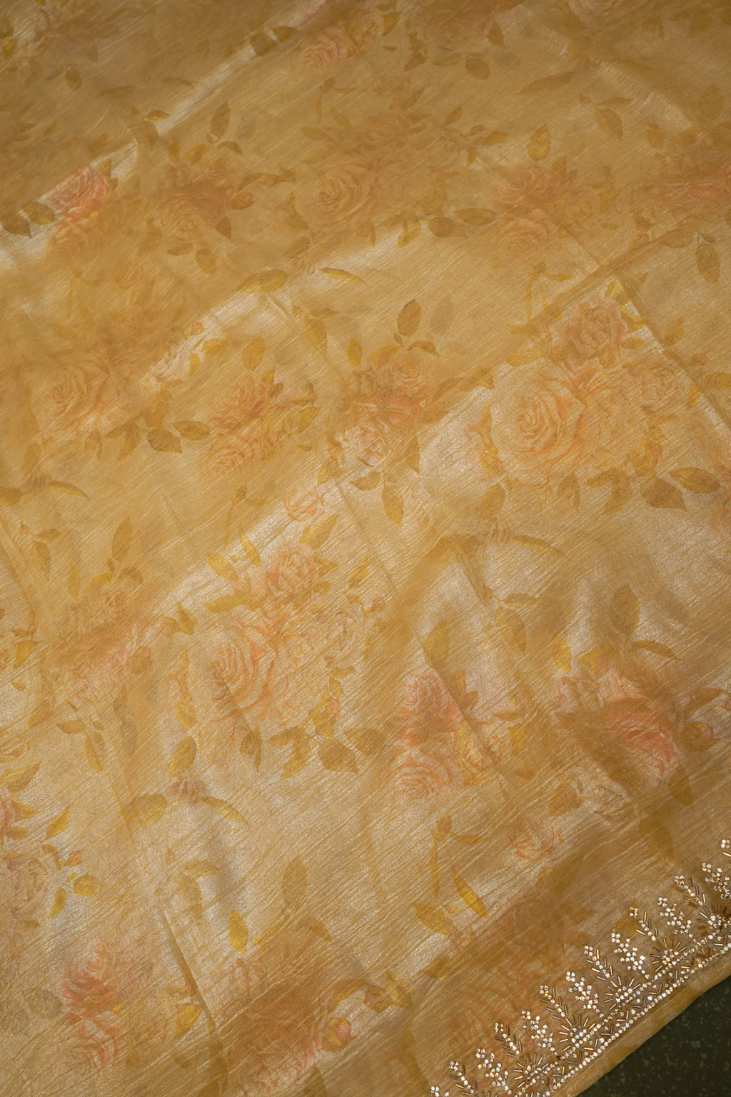 Designer Golden Blended Tissue Silk Saree