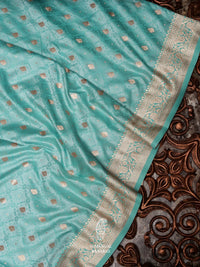 Banarasi Sky Blue Blended Katan Soft Silk Saree