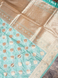 Banarasi Aqua Green Blended Katan Soft Silk Saree