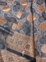 Banarasi Grey Blended Katan Soft Silk Saree