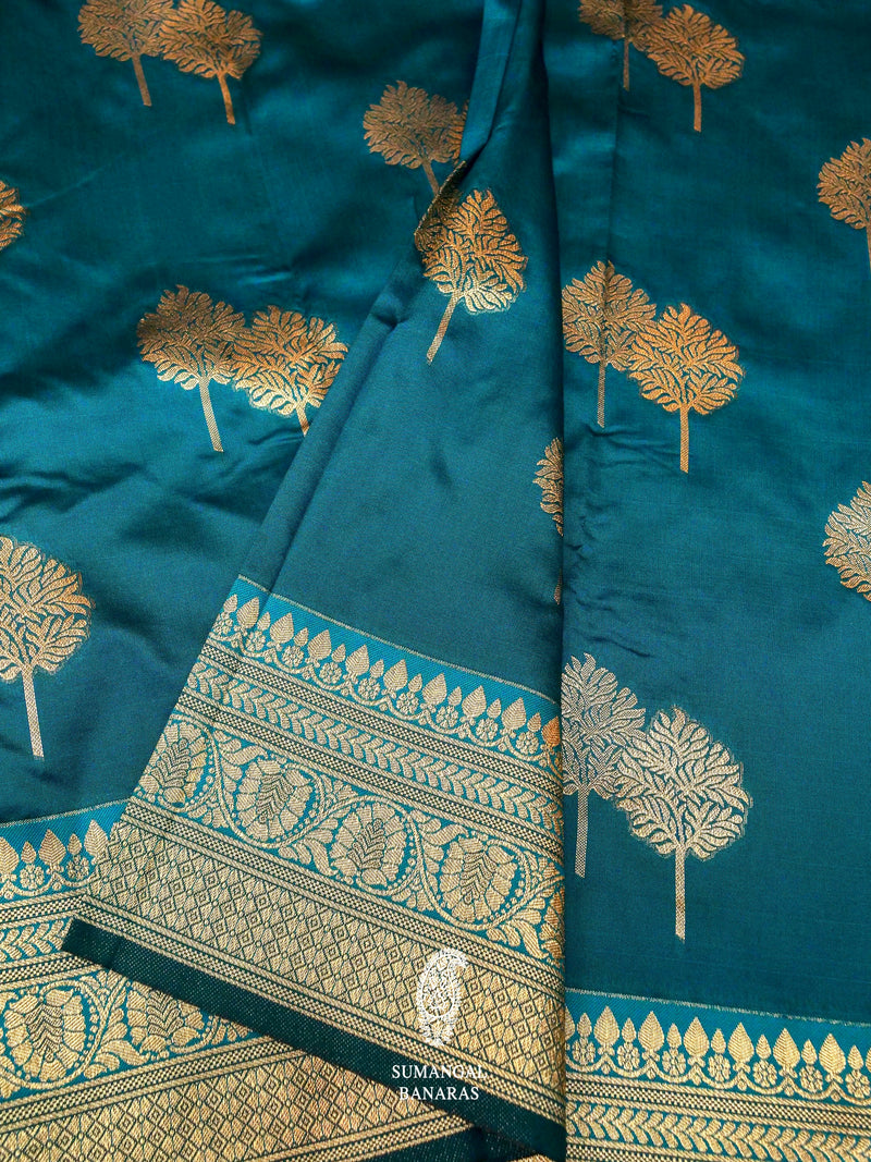 Banarasi Teal Blue Blended SIlk Saree